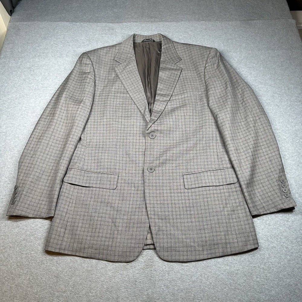 Vintage Louis Dell'Olio 100% Wool Plaid Blazer 42R Made in Italy NOTE‎